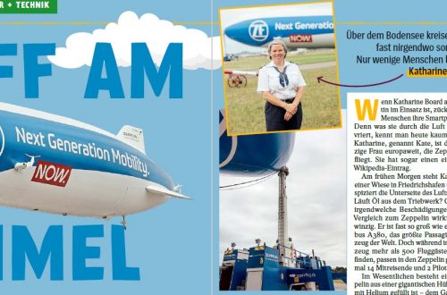 Hier sieht man einen Ausschnitt des Artikels "Schiff am Himmel" für das Medium "Dein Spiegel"