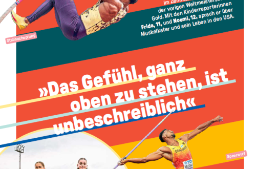Das Bild zeigt einen Auszug aus dem Magazin Dein Spiegel. Zu sehen ist ein Interview mit Zehnkämpfer Leo Neugebauer.